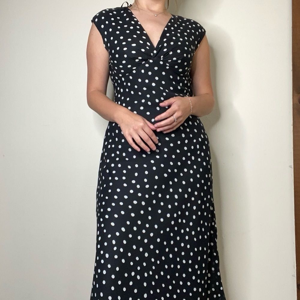 Jessica Howard Vintage 90s Polka Dot Formal Dress Black & White Size 6